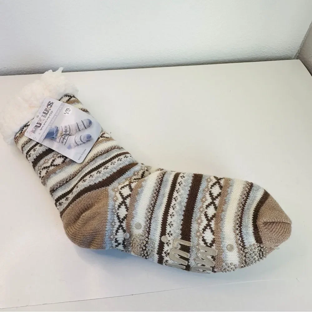 Muk Luks Slipper Cabin‎ Socks NWT Rubber On Bottom L/XL 8-10